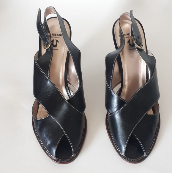 True Religion | Peep Toe Heeled Sandals - Picture 4 of 13